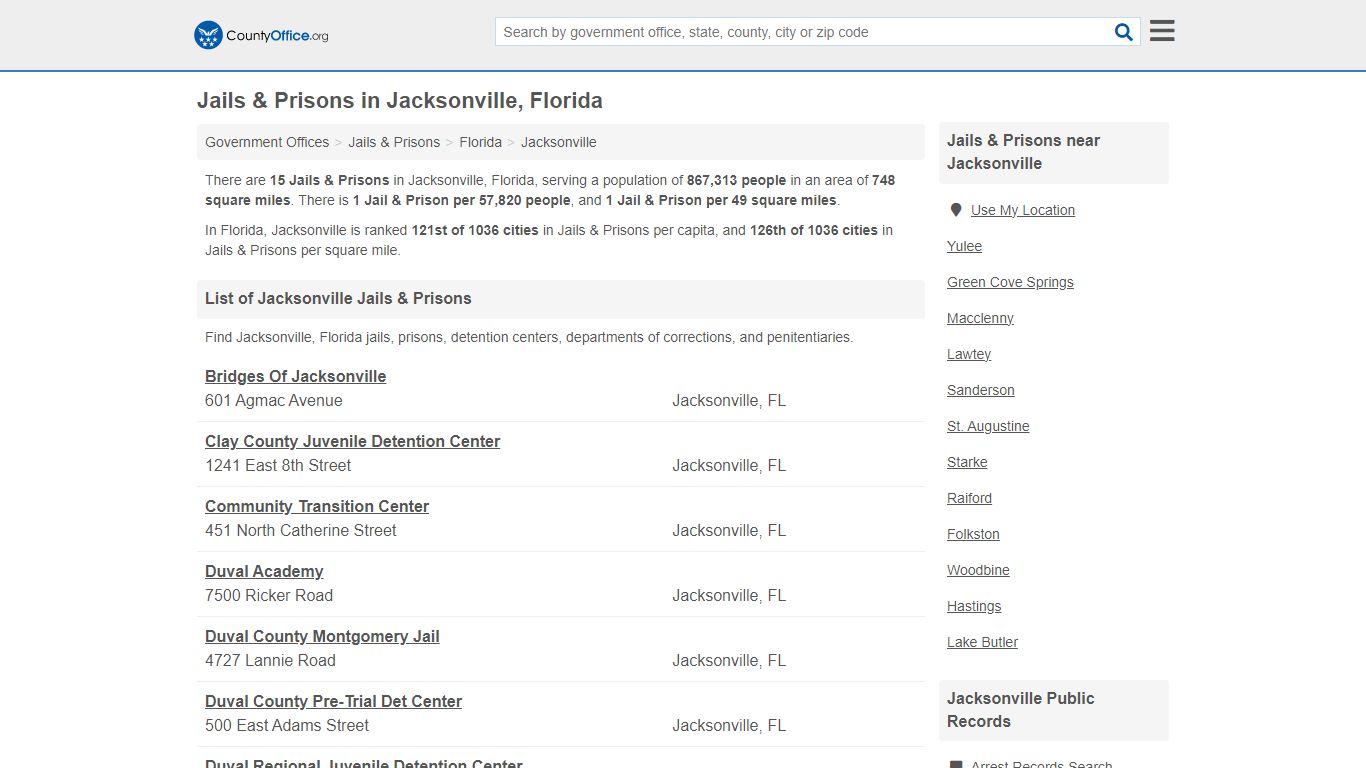 Jails & Prisons - Jacksonville, FL (Inmate Rosters & Records)
